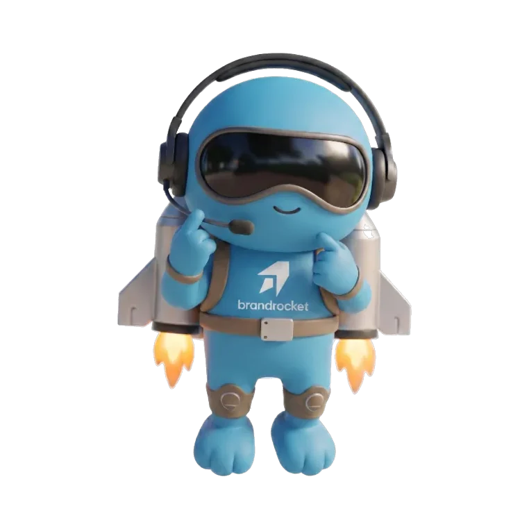 BrandRocket mascot wearing a headset