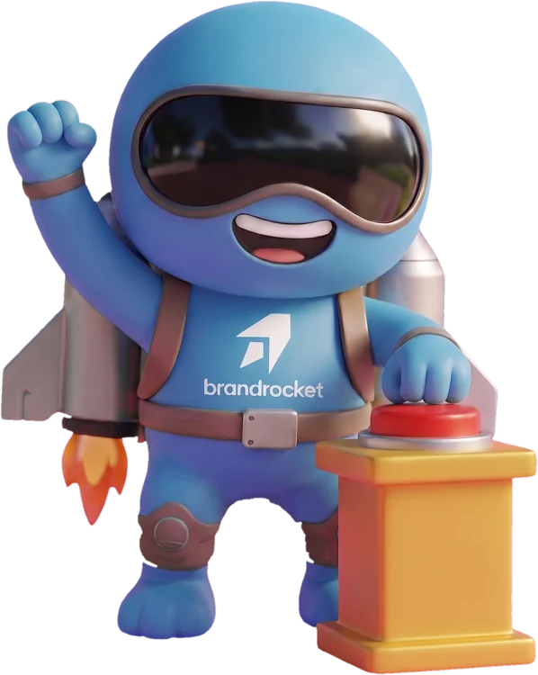 Boost, the BrandRocket astronaut, slamming a game-show buzzer